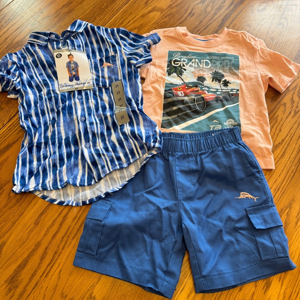 Tommy Bahama Kids'‎ 3-piece Set, Size 3T Blue (NWT) Shorts Shirt Button Down